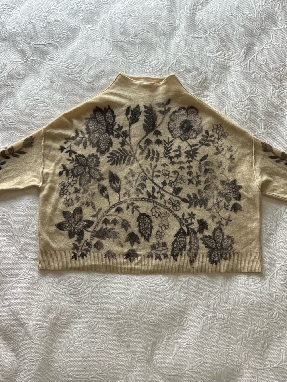 anthropologie pilcro pure cashmere sweater womens size s alani floral mock neck - Picture 12 of 12